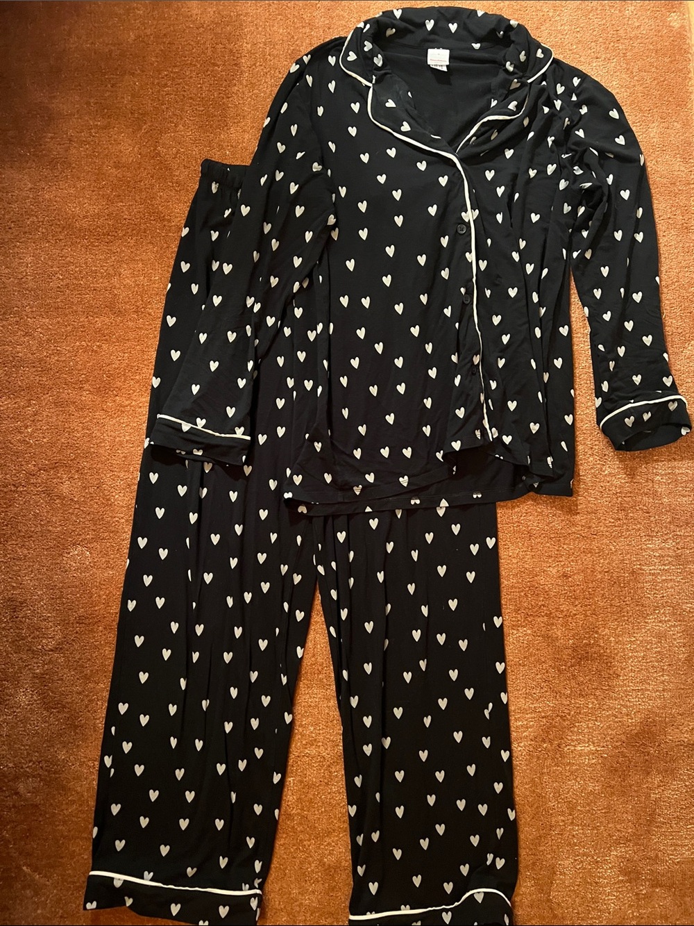 Hanna Andersson Sz M Super Soft Heart Black Pajamas